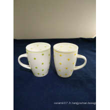 DOT Decal New Bone China Coffee Mug avec couvercle